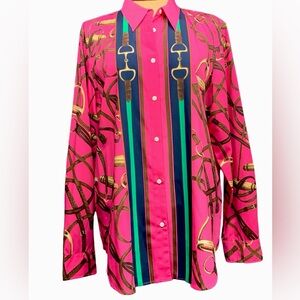 Ralph Lauren Pink Equestrian Print Blouse
